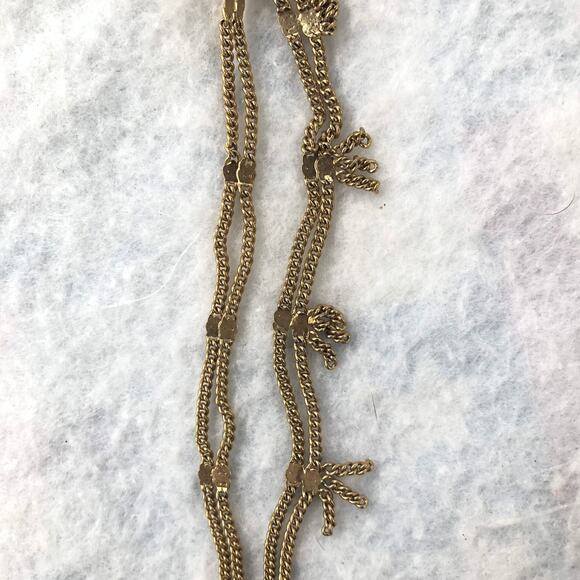 Madewell Necklace Gold Tone Long Layered Chains with Fringe - Picture 3 of 5